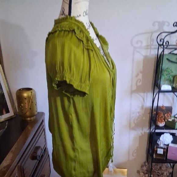 Catherine Malandrino Short Sleeve Green Women's Top Medium - Picture 4 of 7
